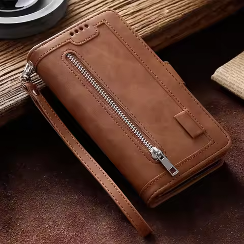 For Huawei P20 P30 P40 Pro 9-Card Zipper Leather Wallet Case Honor 400 200 Lite X9C X8C X9B X8B X6B 