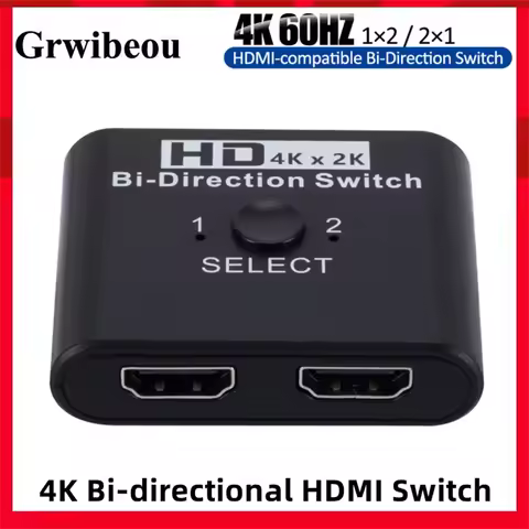 8K 60Hz HDMI-compatible Switch Bi-Direction 2.0 Splitter 1x2/2x1 Adapter 2 in 1 out Converter for PS