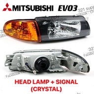 EVO3 EVO 3 HEAD LAMP CRYSTAL SMOKE + SIGNAL OREN SET / WIRA LANCER GSR 1 2 3