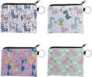 Pack of 4 Children's Purse, Mini Purse with Zip, Animal Small Purse, Wallet for Boys and Girls, Hold