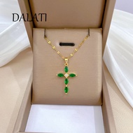 DALATI Titanium Steel Full Diamond Cross Necklace