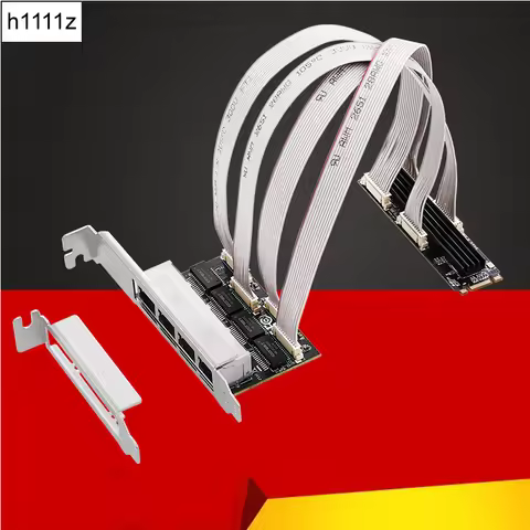 M.2 to 4 Ports RJ45 Gigabit Ethernet Network Card B+M Key 10/100/1000Mbps NIC Network Cards RealTek 