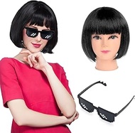 Straight Short Charming Bob Wigs, Bob Wig with Bangs for Women, Natural Synthetic Fibre Party, Cospl