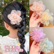 Klip Rambut🌸 儿童仿真网纱花朵发夹 Mesh Flower Hair Pin 法式温柔气质女孩Hair Clip Girl Princess Sweet Cute Fashion