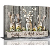 Farmhouse Kitchen Wall Art Rustic Kitchen Wall Decor Grateful Thankful Blessed Cotton Christian Quot