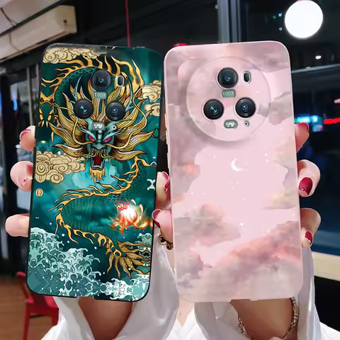 Funda For Honor Magic 5 Pro Case Luxury Black Dragon Pattern Soft Silicone Phone Protection Cover Fo