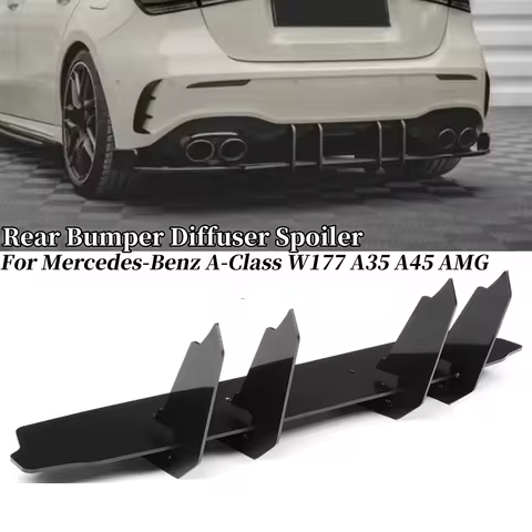 For Mercedes-Benz A-Class W177 A35 A45 AMG 4 Fin Blade Style Rear Bumper Chassis Diffuser Spoiler Ap