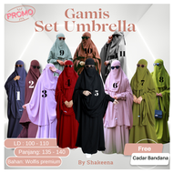 Gamis Syari set Hijab Bahan Wolfis Premium Tebal Cadar Bandana Set Umbrella Woopeach