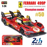 Bburago 1:24 2024 Ferrari 499P Le Mans champion model alloy car model collection gift boys Toys