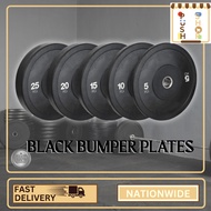 Black Rubber Plates Olympic Bumper Plates 5kg to 25kg Weightlifting Home and Gym Work-out (PUSHSHOP)