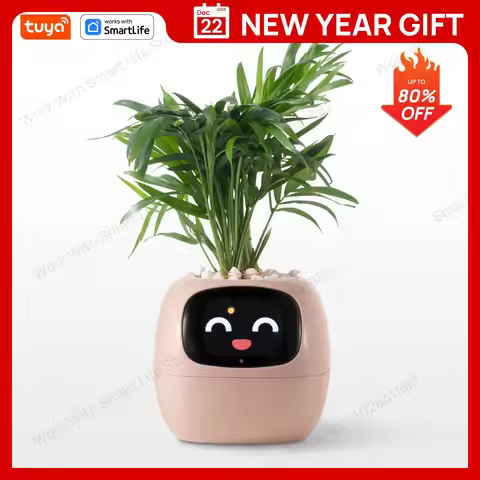 pink Tuya Ivy Smart Planter,Endless Fun Over 49 Rich Expressions,7 smart sensors and AI Chips Make R
