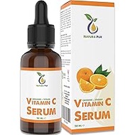Vitamin C Serum Organic with Hyaluronic Acid 50 ml, Vegan - Anti-Ageing Gel with Nourishing Grape Seed Oil and Aloe Vera Against Wrinkles for Face and Cleavage