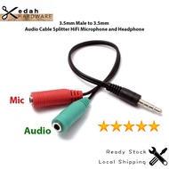 3.5mm AUX Stereo Y-Splitter 1 Male to 2 Female Audio Cable Splitter