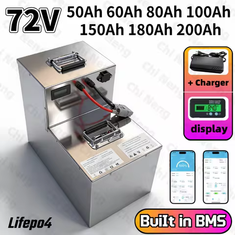 Lifepo4 72V 50Ah 60Ah 70Ah 80Ah 100Ah 150Ah 180Ah 200Ah Lithium Battery for Motorcycle Tricycle Elec