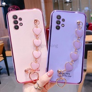 Casing Samsung a32 4g A32 5G phone case softcase silicone cover with Wristband love bracelet