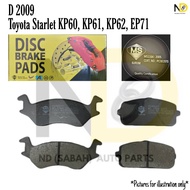 TOYOTA STARLET KP60 / KP61 / KP62 / EP71 D2009 FRONT BRAKE PAD