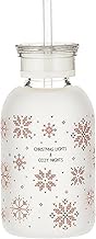 Glass Water Bottle by Heartfelt - Water Bottles - Borosilicate Glass Bottle with Straw, 16-Ounce, Co
