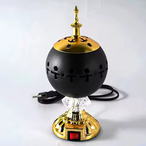 1x Plug-in Home Aroma Incense Burner 220V Electronic Fragrance Incense Censer Middle East Metal Craf