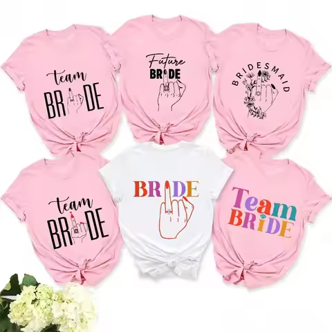 Future Team Bride Squad T-shirt Woman Bachelorette Party Single Farewell Y2k Tops Evjf Tees Ring Fin