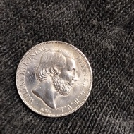 Koin 1 gulden 1863 Willem Netherlands indies  grade istimewa
