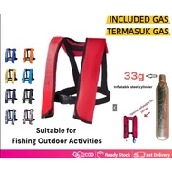 Life jacket with manual/automatic inflation and 33g inflation gas, water safety life jacket (red)