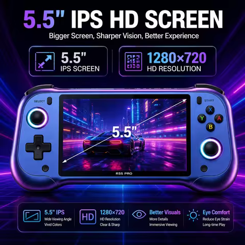 H55 PRO Retro Handheld Game Console 30 Emulators PSP PS1 N64 GBA IPS Screen Portable Gaming Player C