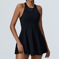 Jaga Linda 2025ชุดเดรสยาวแบบชิ้นเดียวสำหรับผู้หญิงชุดชุดเดรสนักเทนนิสโยคะแบบนู้ดระบายอากาศได้ดีมีแผ่