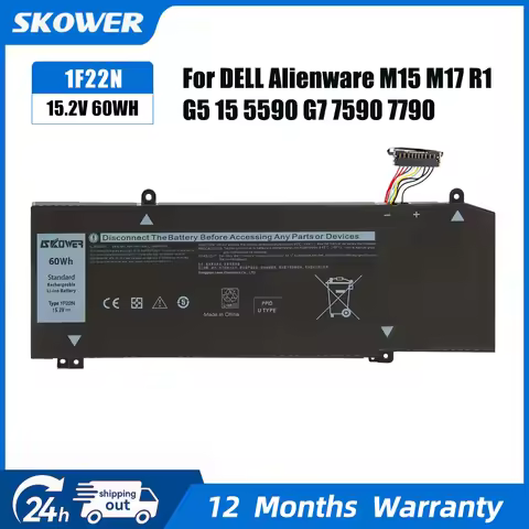SKOWER 1F22N Battery For Dell Dell G7 7590 7790 G5 15 5590-D2783W 5590-D2865B 5590-D2842W Alienware 