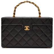 Chanel Vintage Black Quilted Lambskin Large Vanity Box Bag Gold Hardware, 1994-1996