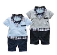 Han Mom [AB130] Baby Lapel Plaid Fake 2 Piece Romper/Jumpsuit/Romper 80-95cm