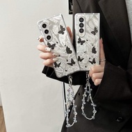 GANTUNGAN HP Silver Metallic Zfold7 Black Butterfly Case Cool Luxury With Chain Hanger Casinghp For 
