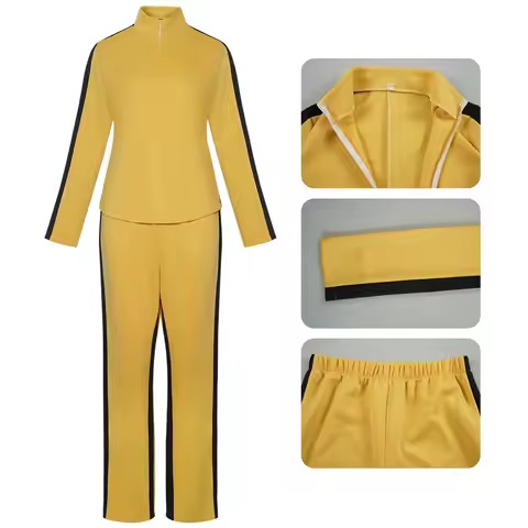 Kill Bill The Bride Beatrix Kiddo Cosplay Costume Kung Fu Tight for Women Yellow Sports Suit Set Hal