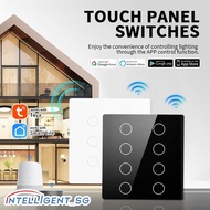 Tuya 2.4ghz Wifi Smart Switch 4/6/8 Gang Wall Touch Switch Support Voice Control, Alexa Google Voice Control [intelligent]
