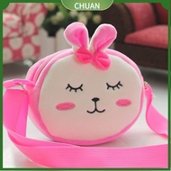 CHUAN Cartoon Children Plush Shoulder Bag Panda/Rabbit/Frog Cute Animal Baby Messenger Bags Round Plush Purses