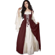 Halloween Medieval Dress Woman Renaissance Gothic Long Maxi Retro Vestido Victorian Lace Up Dress Up
