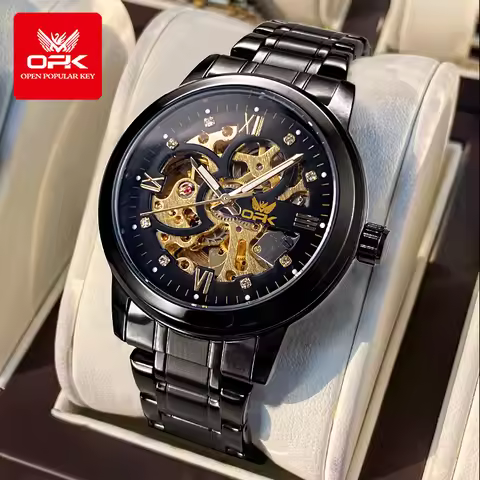 OPK 8165 Mens Watch Original Skeleton Automatic Mechanical Watch Waterproof Luminous Watch For Man W