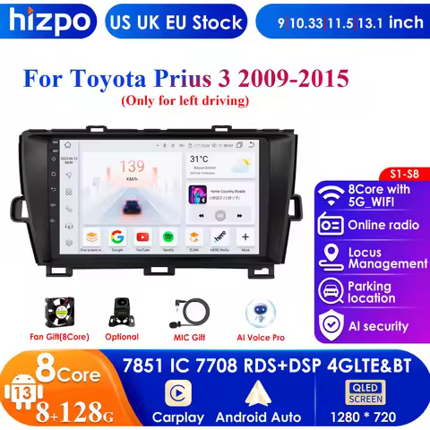 For Toyota Prius 3 XW30 2009-2015 Android 14 Car Radio Multimedia Video Player GPS Navigation Carpla