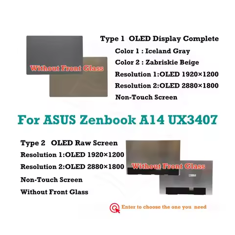 14"OLED LCD Display Complete/LCD Screen For ASUS Zenbook A14 UX3407 UX3407QA Non-Touch