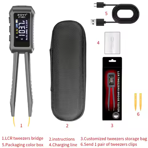 ZOYI-Portable Digital Multimeter, Smart Tweezer-Style, ZT-MD1, LCR, SMD Tester for Resistors, Capaci