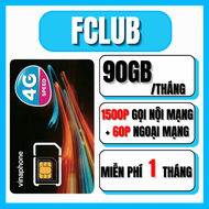 ( MIỄN PHÍ 1 THÁNG ĐẦU DÙNG THỬ ) SIM 5G VINA GÓI FCLUB - COMBO DATA VÀ NGHE GỌI DÙNG THẢ GA - SIM C