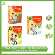 Curcuma PLUS Milk Powder TEMULAWAK Extract Vanilla Chocolate And Honey 180g Children's Growth Milk 1-6 Years