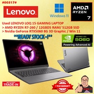 #LL317 USED LENOVO LOQ-15AHP10 GAMINIG LAPTOP AMD RYZEN 7-260 12GB D5 512GB NVIDIA RTX5060 RTX 5060 