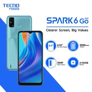 ✕♚Tecno Spark 6 Go cellphone 6GB RAM + 128GB ROM mobile phone 6.52 "inchs phone 5000mAh Smartphone