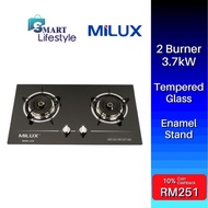 Milux Double Burner Built-in Tempered Glass Gas Cooker MGH-348