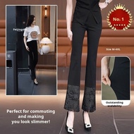 Women's Slim Disc Button Straight Pants Casual Flared Pants Women's Flared Disc Button Casual Pants