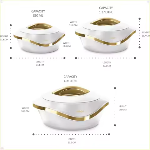 Insulated Casserole Dish with Lid 3 pc Set 2.1/1.5/1 qt. Hot Pot Food Warmer/Cooler –Thermal Soup–Be