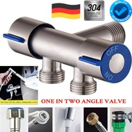 【High Quality 】304 Stainless Steel Angle Valve 2 Way 1 2 Two Way Angle Valve 1/2" Angle Valve with Ring Cover for Faucet Toilet Set Valve Faucet 2 Way Multi-Function Standard Spout Angle Valve Two Out Double Water Double Control Angle Valve Faucet