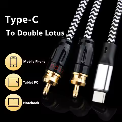 USB C To RCA Audio Cable Type C To 2 RCA Splitter Speaker Amplifier For Sumsung Huawei Xiaomi Laptop