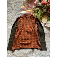 Pl PRELOVED Argyle Mix Terracotta Ketupat Knitted Sweater Blouse Top