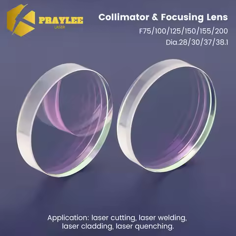 Praylee Focus & Collimation Lenses D28 D30 D37 D38.1 F75 F100 F125 F150 F200 2Pcs/Set Raytools WSX F